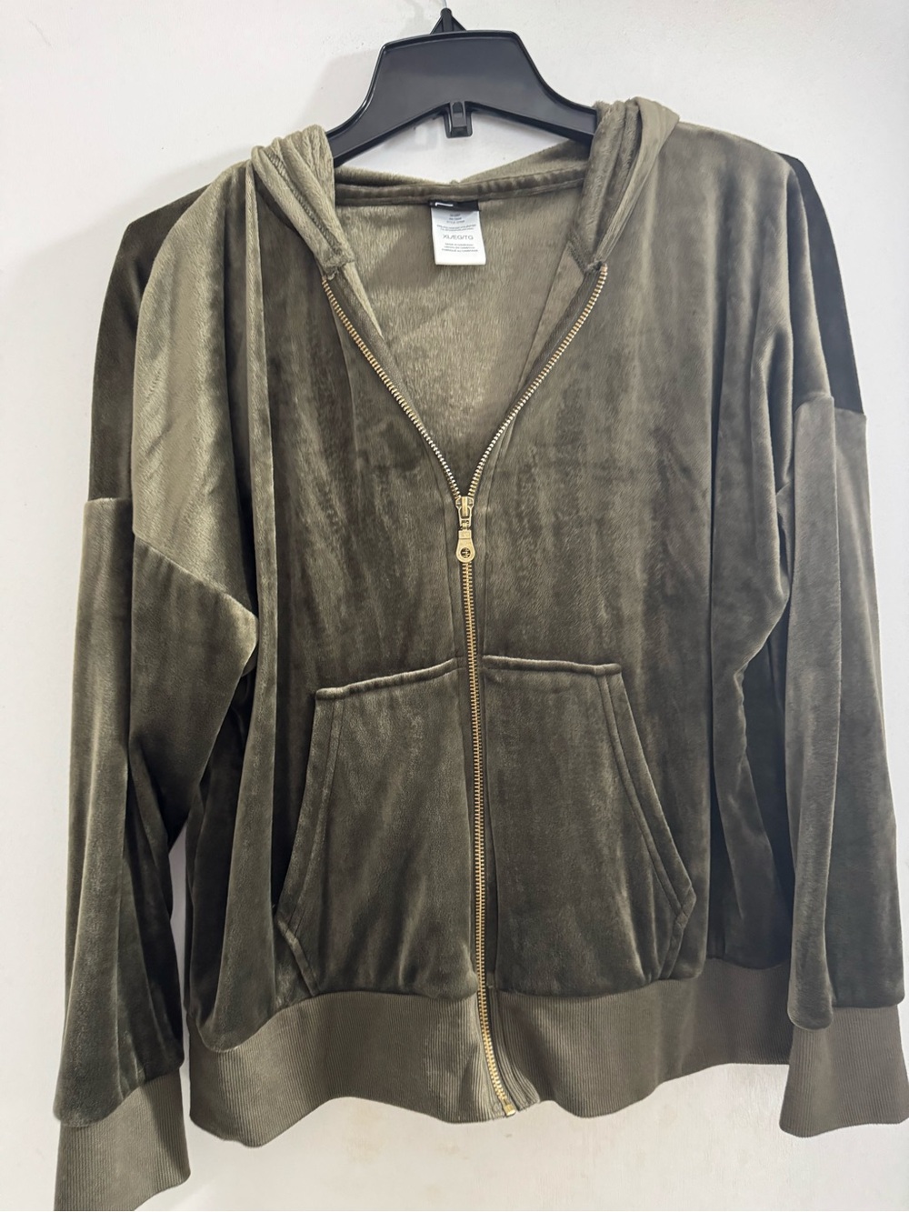 Felina Track Suit Velour Zip-Up Hoodie Jacket and Matching Pants Olive